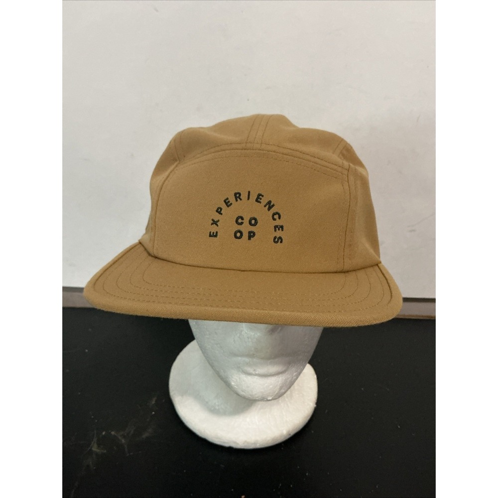 REI Co-op Experiences Baseball Hat Tan Brown 5-Panel Leather Strap Cap